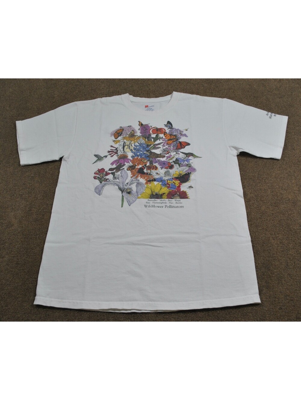 Wildflowers Pollinators Butterfly Bees Flowers Plants White Shirt Size Medium